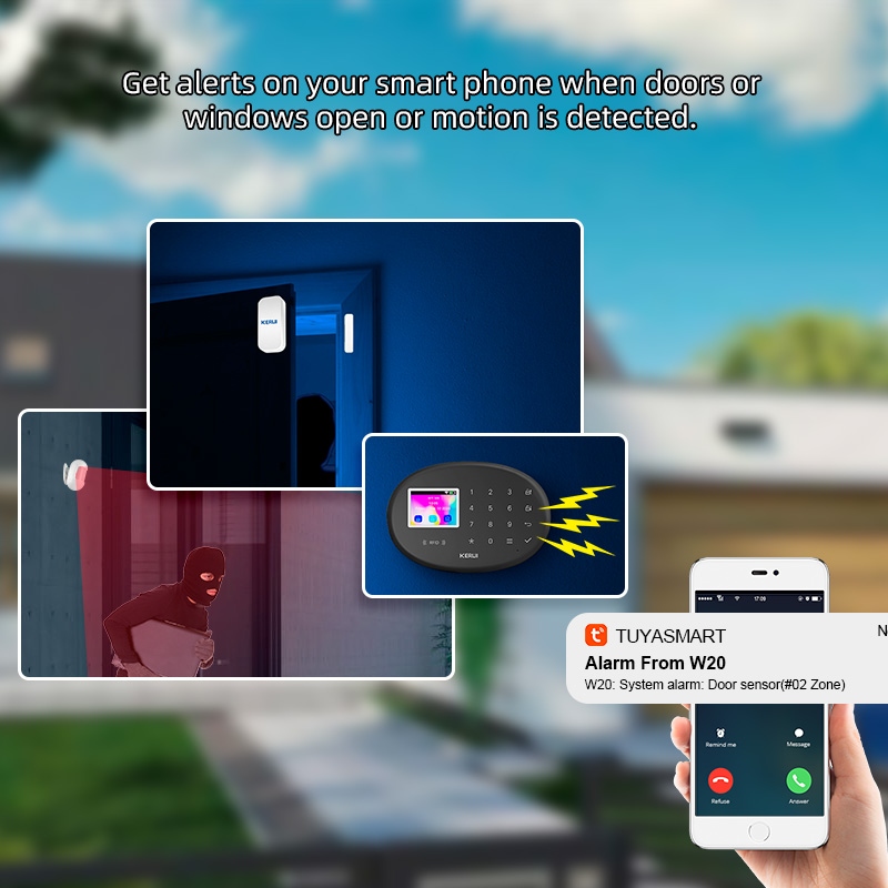 Home Security Zones - KERUI WiFi + 4G/2G Home Security
