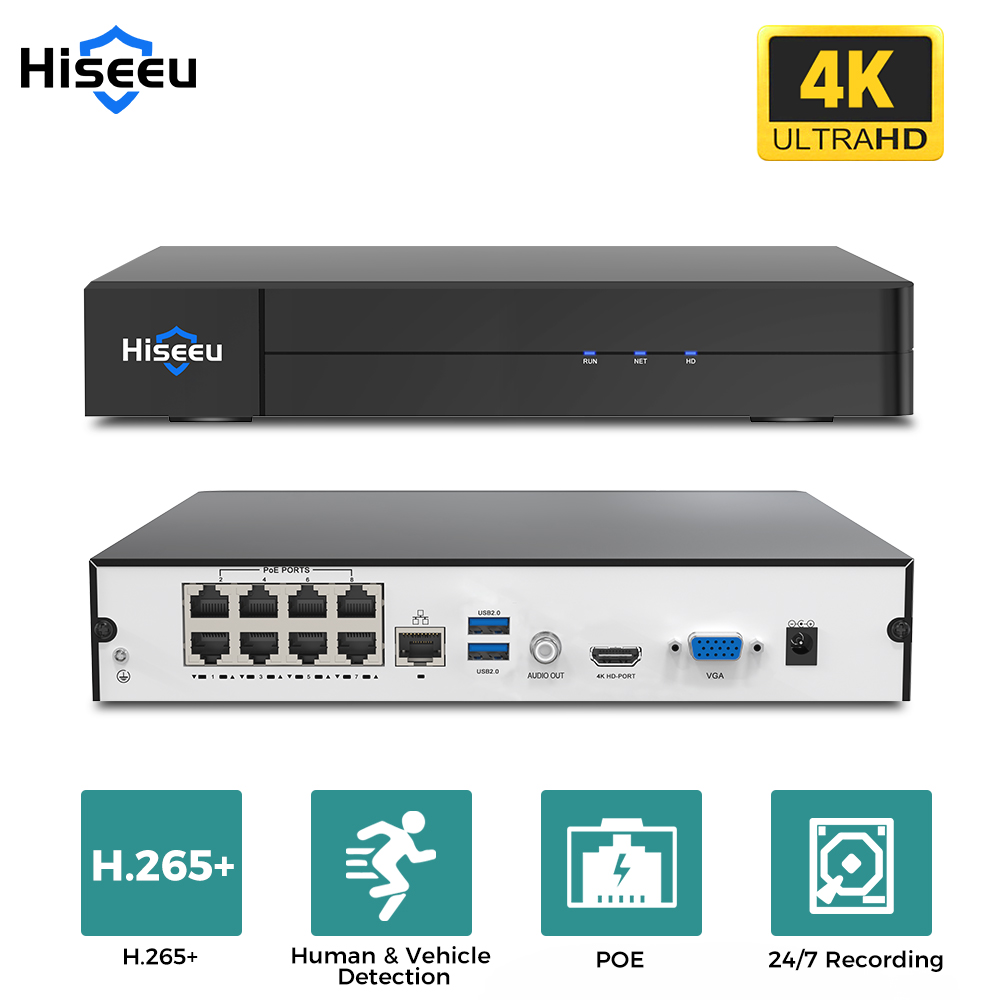 Hiseeu 8CH 4K PoE NVR Network  - Home Security And Cameras recension och pris