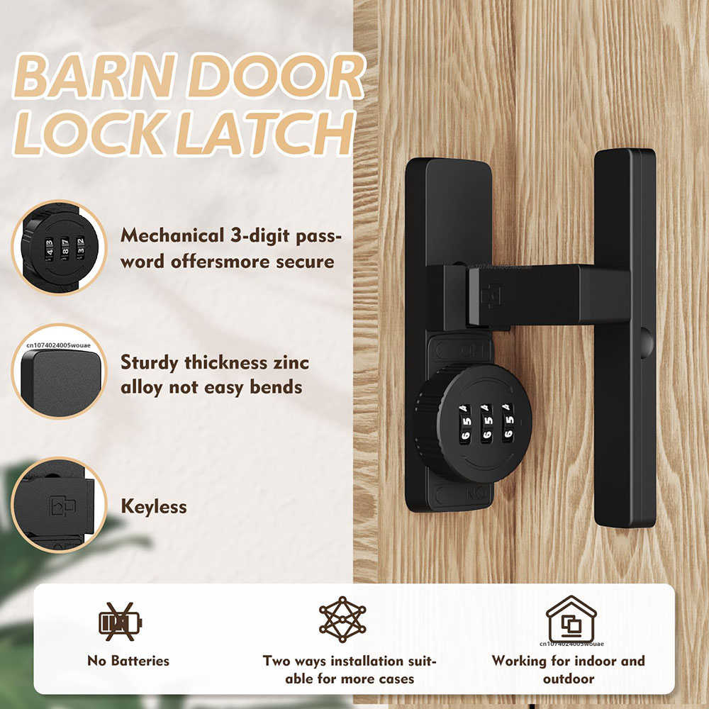 Security Barn Door Lock 3-Digi - Home Security Door recension och pris