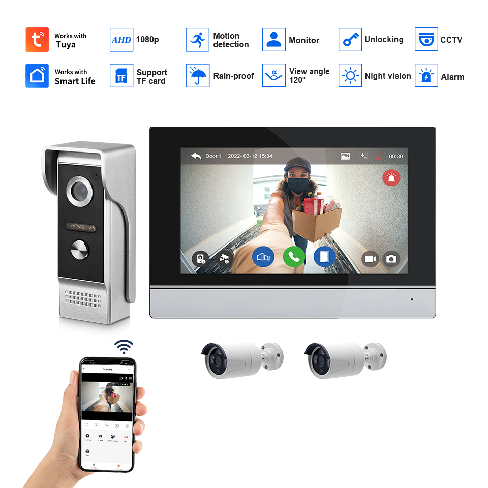 7Inch IPS Screen 2MP  Tuya Rem - Home Security No Wifi recension och pris