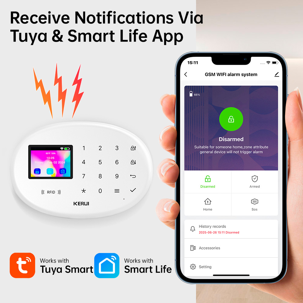 KERUI Tuya Wireless Home Alarm - Home Security No Wifi recension och pris